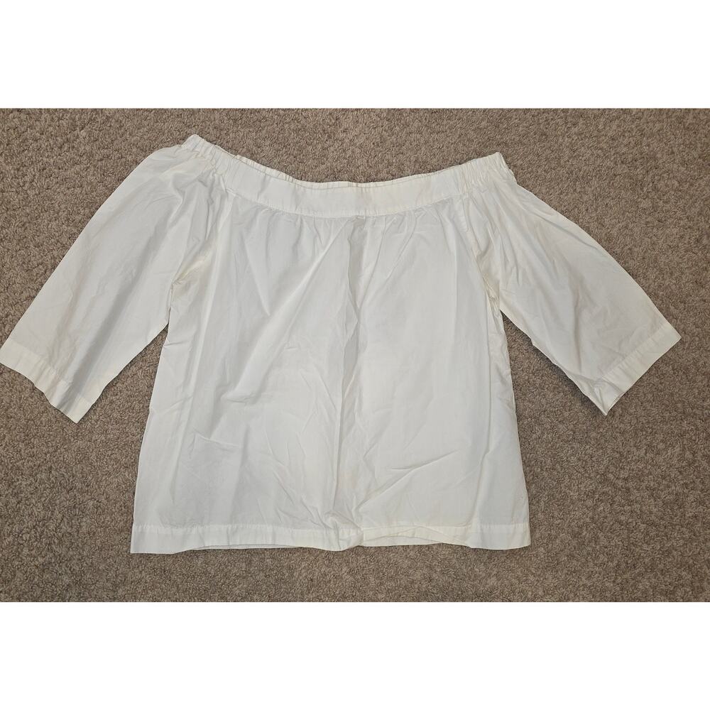 EUC Madewell white off shoulder, flared, three quarter sleeve top sz M